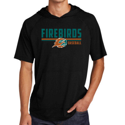 Adult Tri-Blend Wicking Short Sleeve Hoodie -Firebird Thumbnail